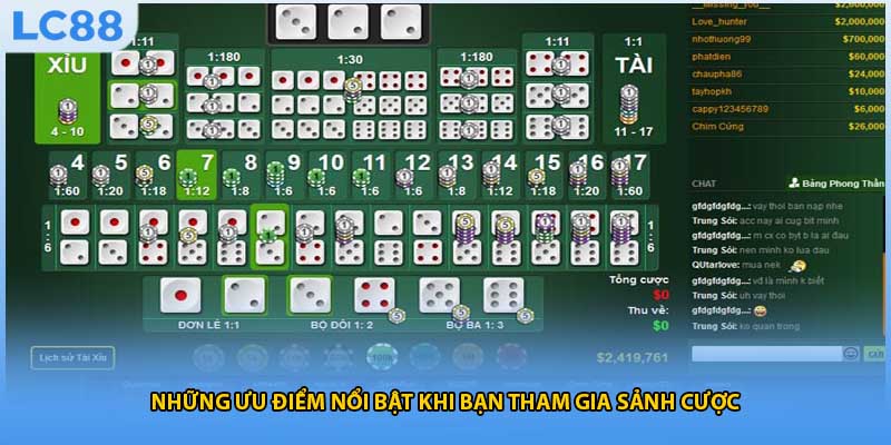 Những ưu điểm nổi bật khi bạn tham gia sảnh cược